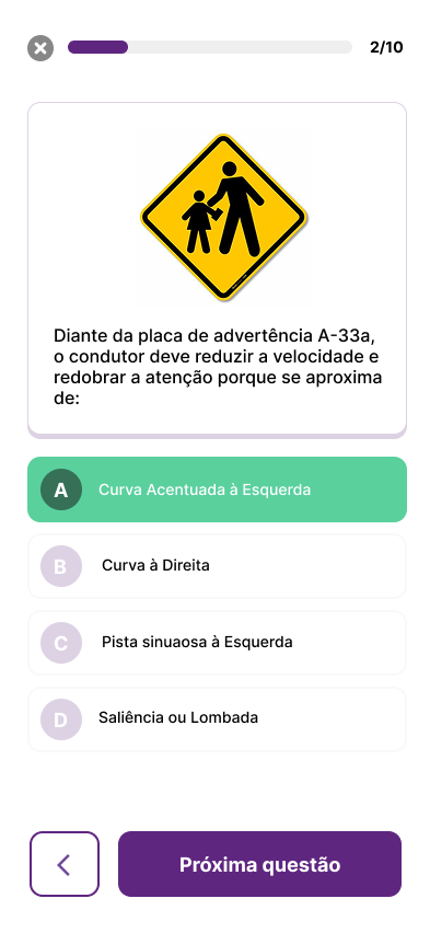 Tela de quiz com questão